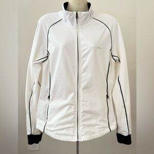 LAUREN Ralph Lauren Active Women Full Zip Top White Long Sleeve Jacket Sz Large
